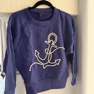 J. Crew Navy Crewneck Sweatshirt with White Rope Anchor